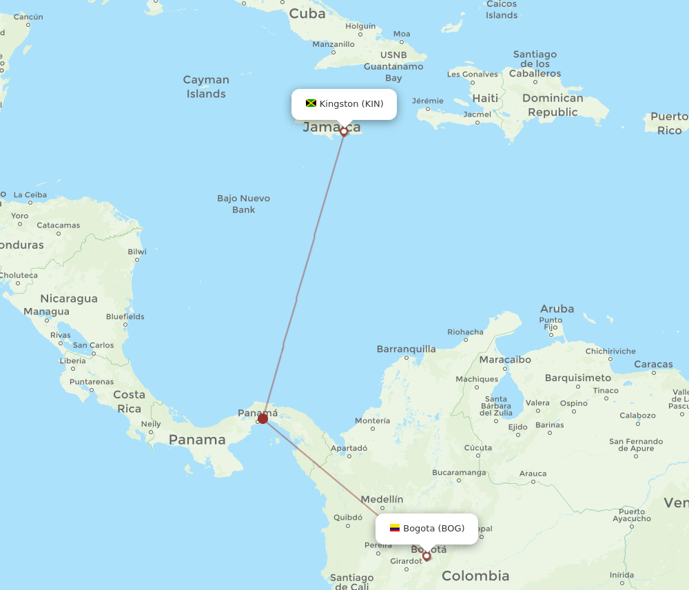 KIN-BOG flight routes