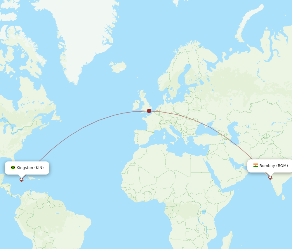 KIN to BOM flights and routes map