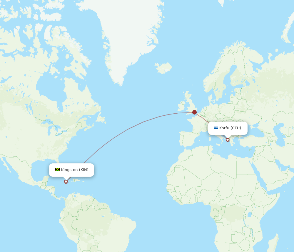 KIN to CFU flights and routes map