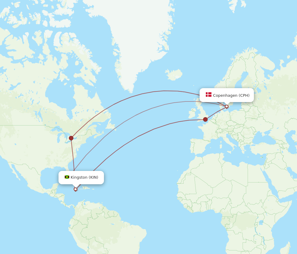 KIN-CPH flight routes