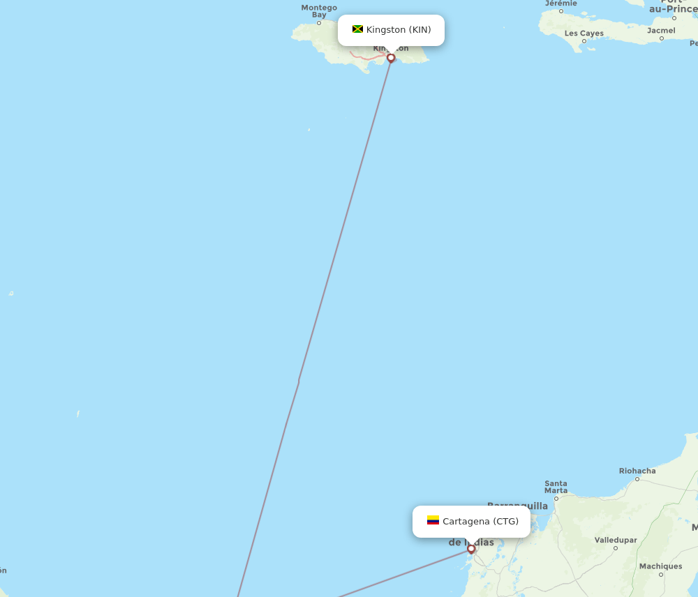 KIN-CTG flight routes