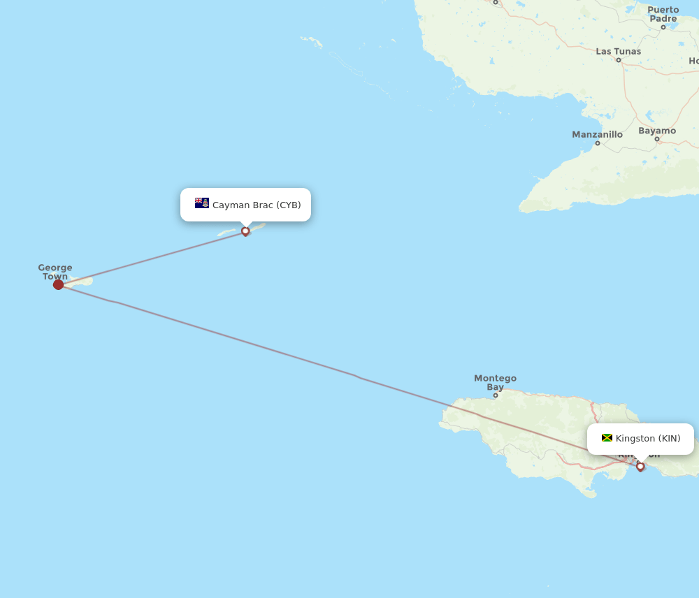 KIN-CYB flight routes