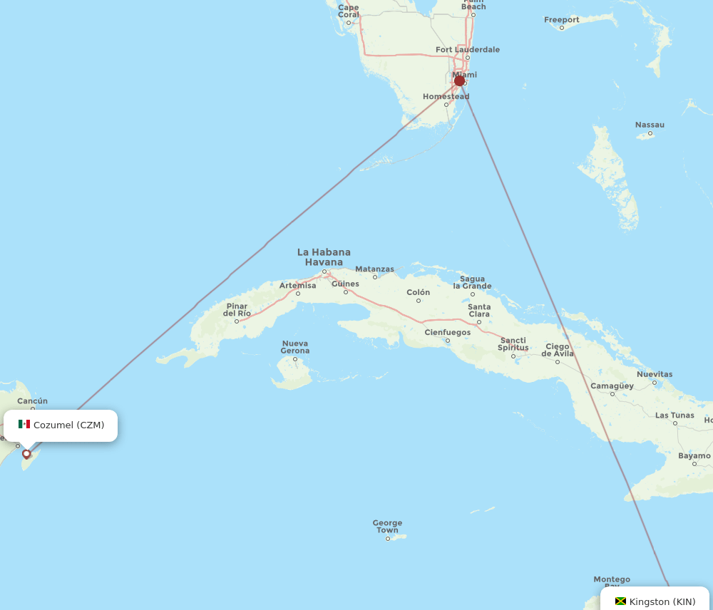 KIN-CZM flight routes