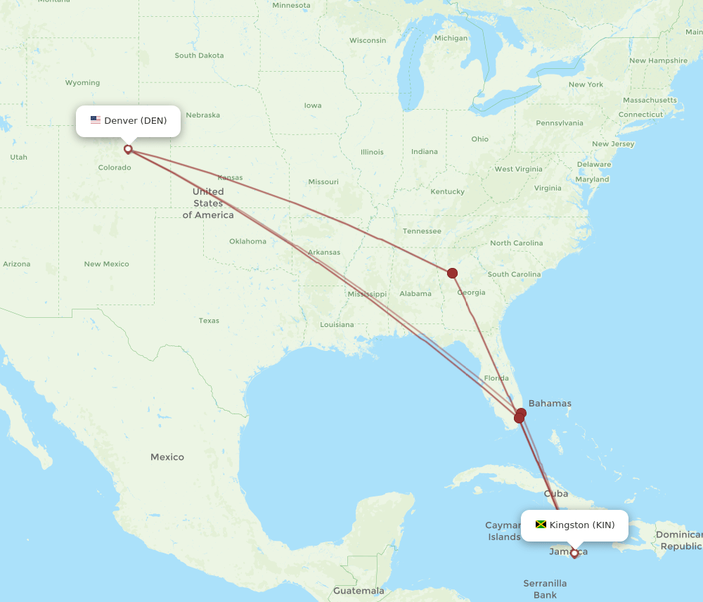 KIN-DEN flight routes