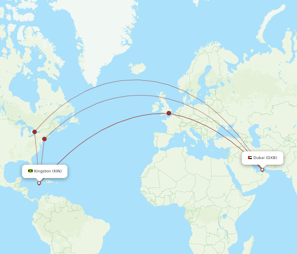 KIN-DXB flight routes