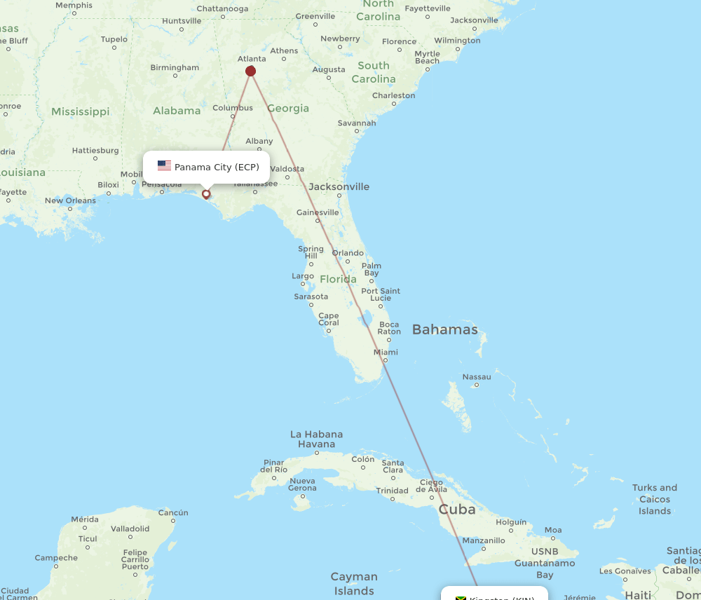 KIN-ECP flight routes