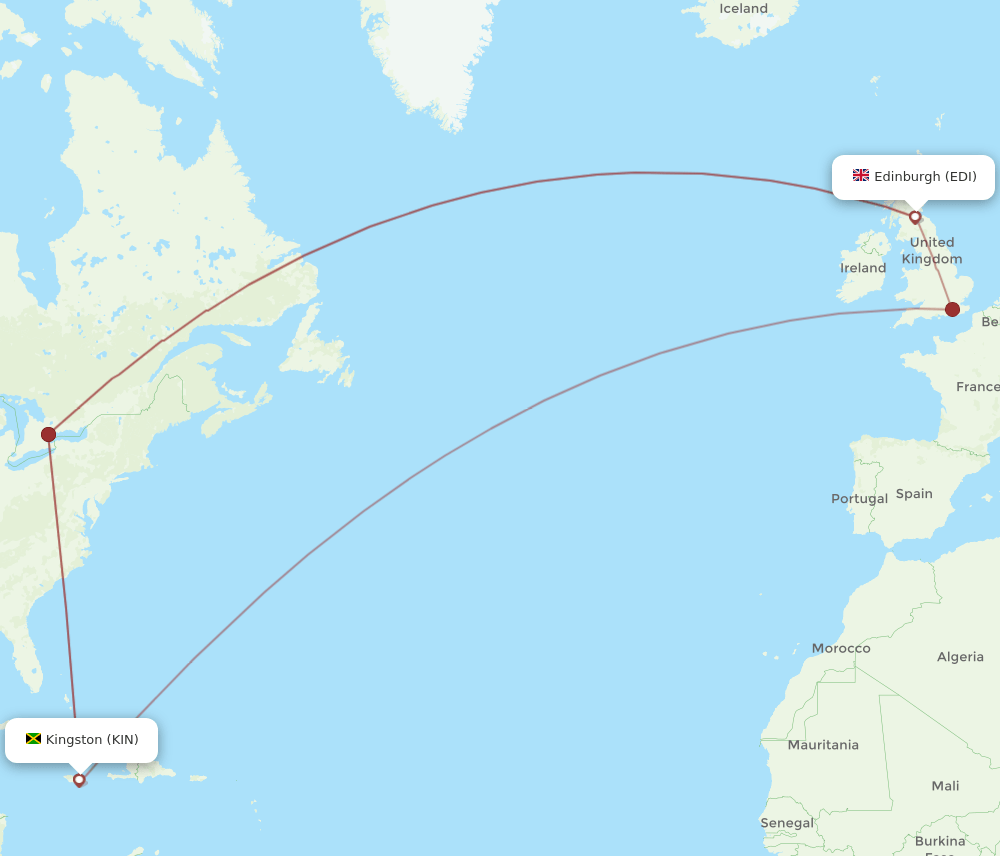 KIN-EDI flight routes