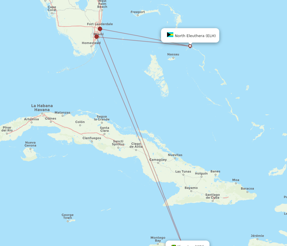 KIN-ELH flight routes
