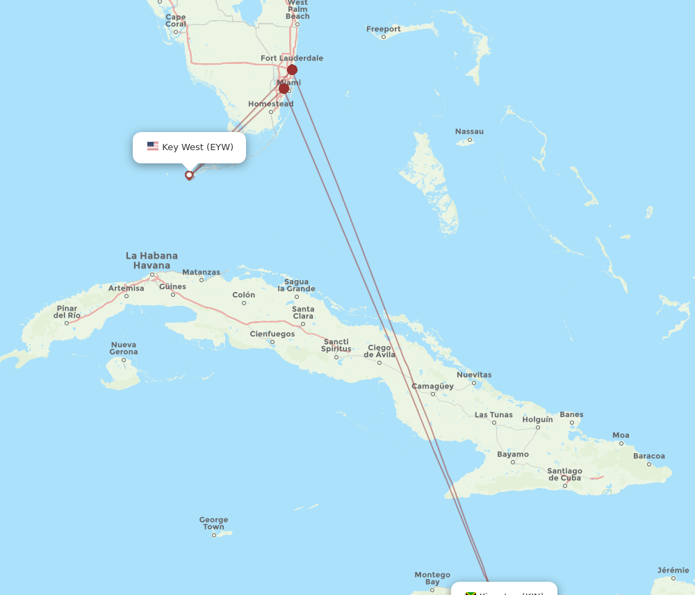 KIN-EYW flight routes