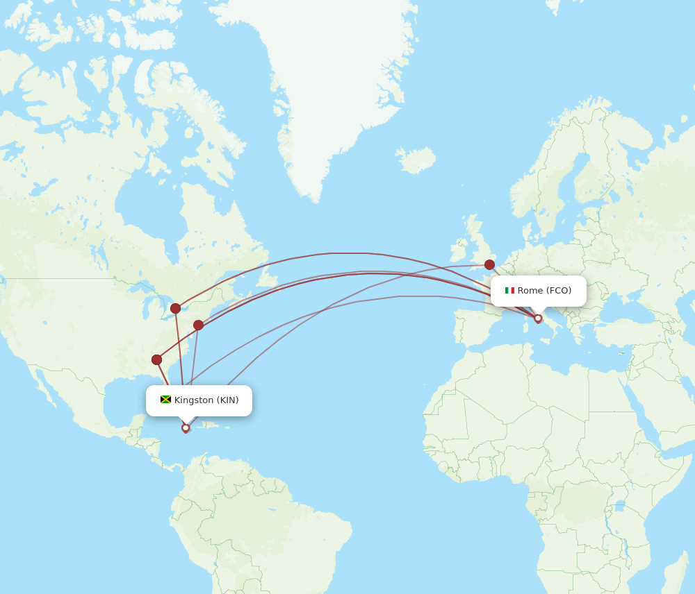 KIN-FCO flight routes