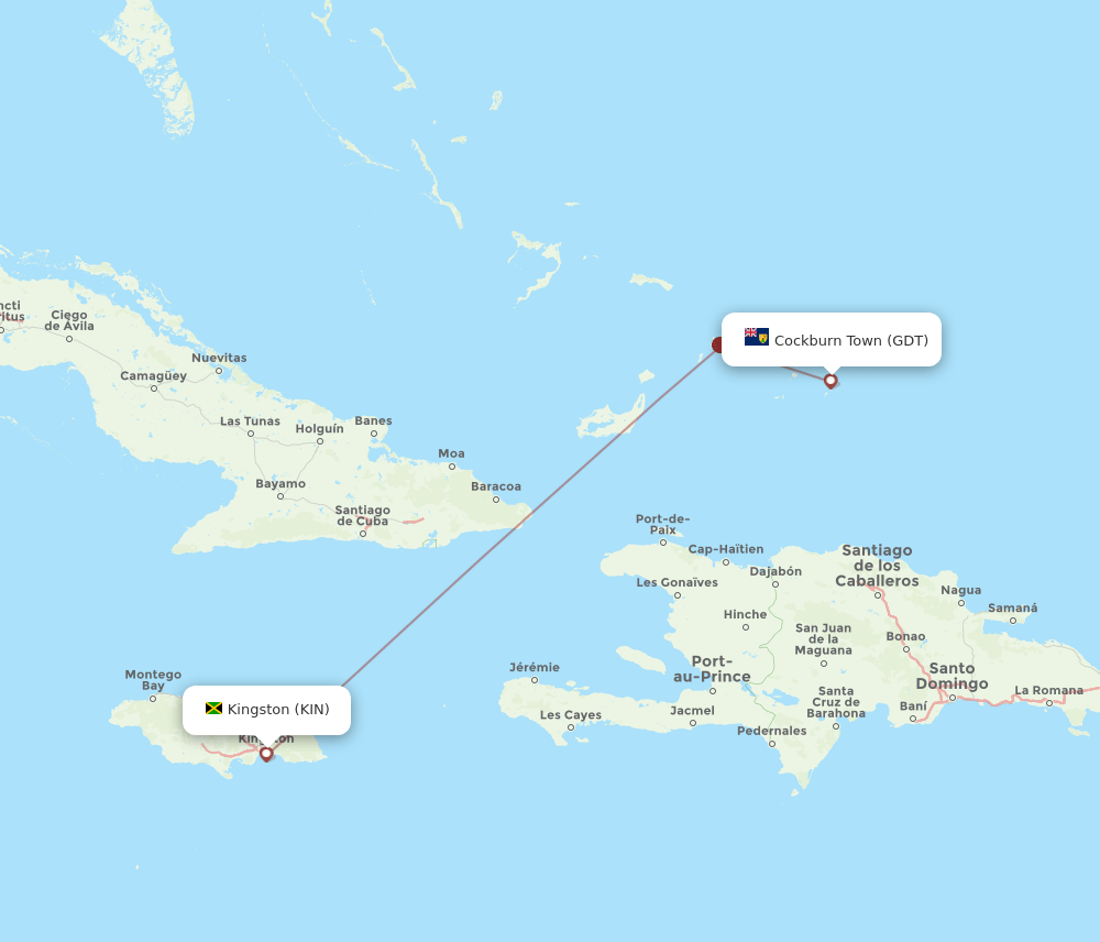 KIN to GDT flights and routes map