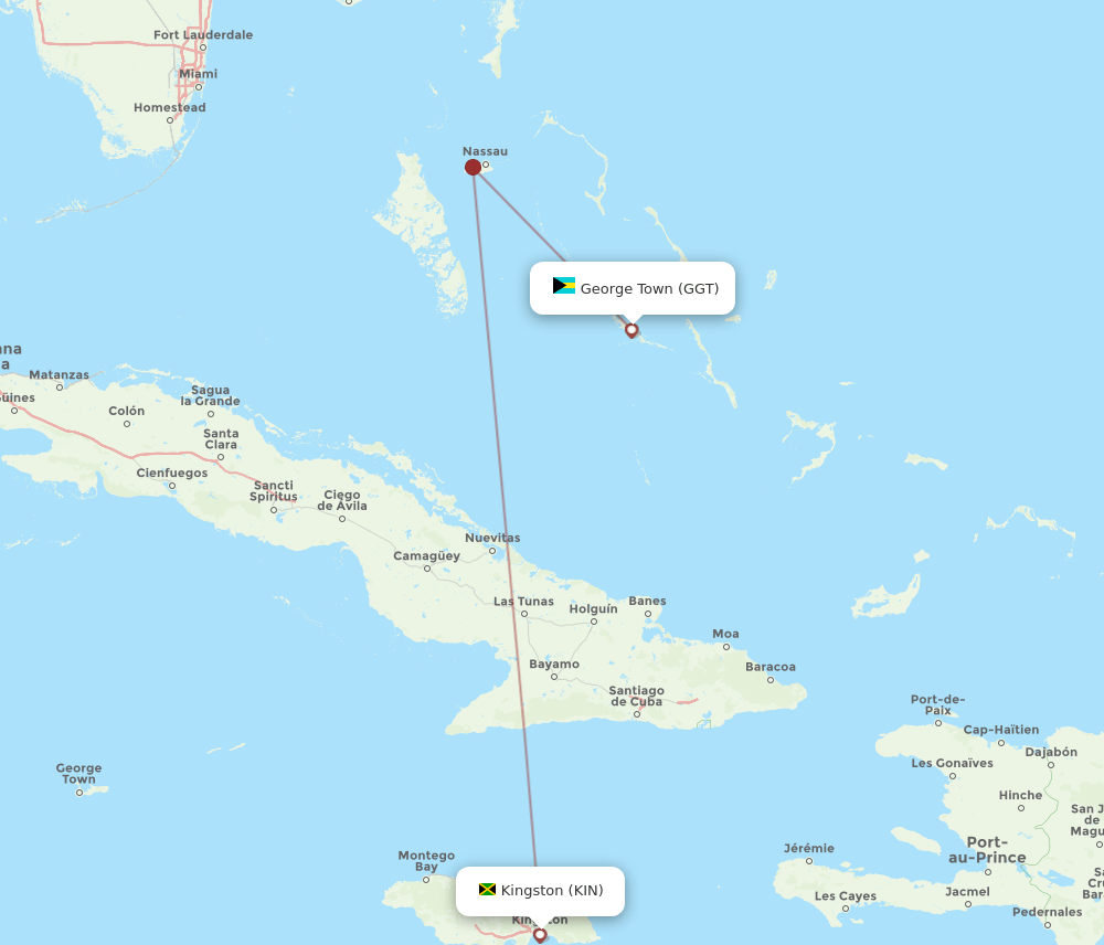 KIN-GGT flight routes