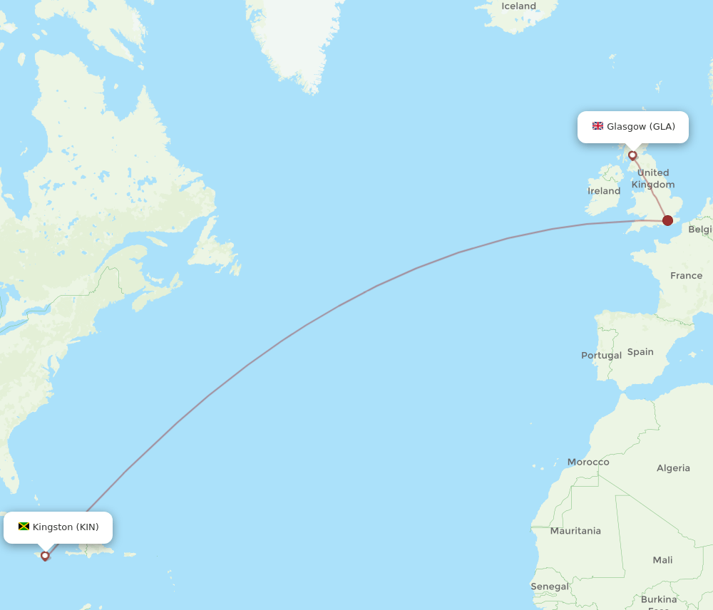 KIN-GLA flight routes