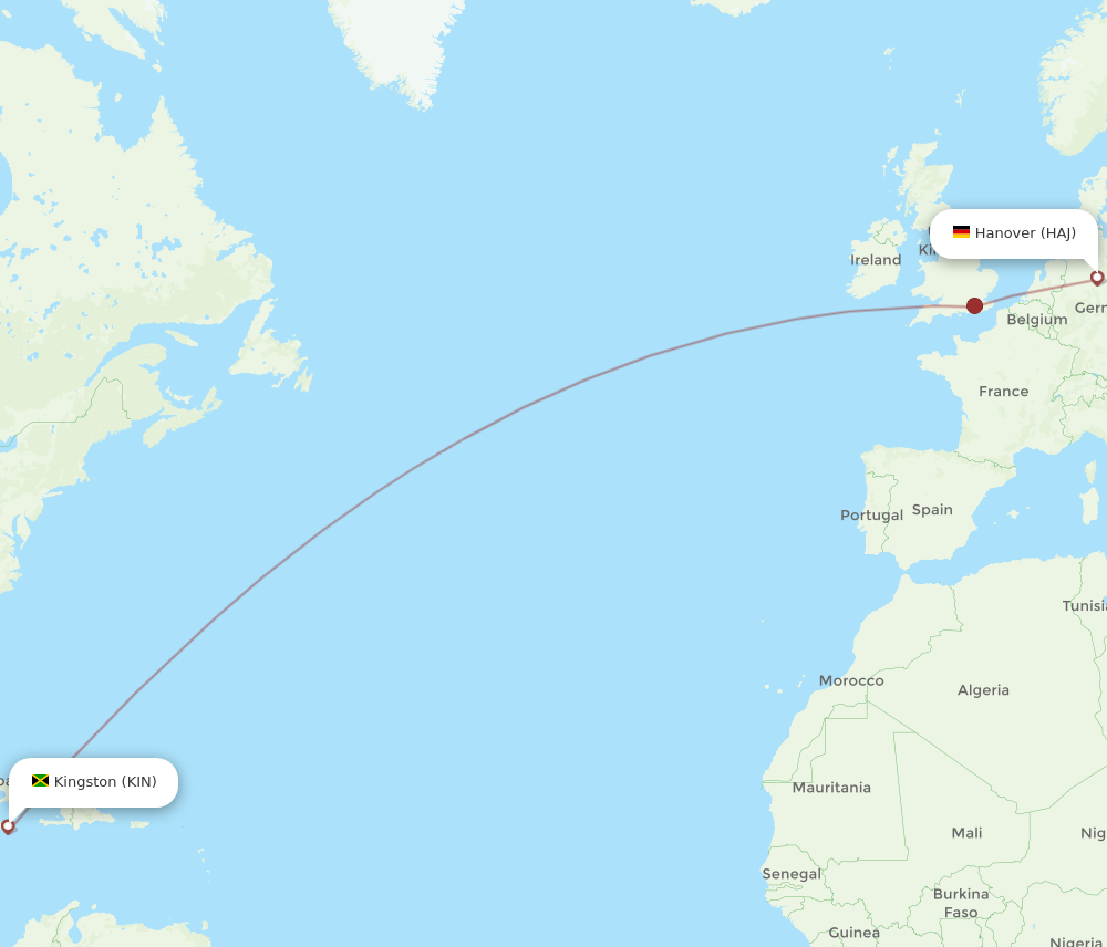 HAJ to KIN flights and routes map