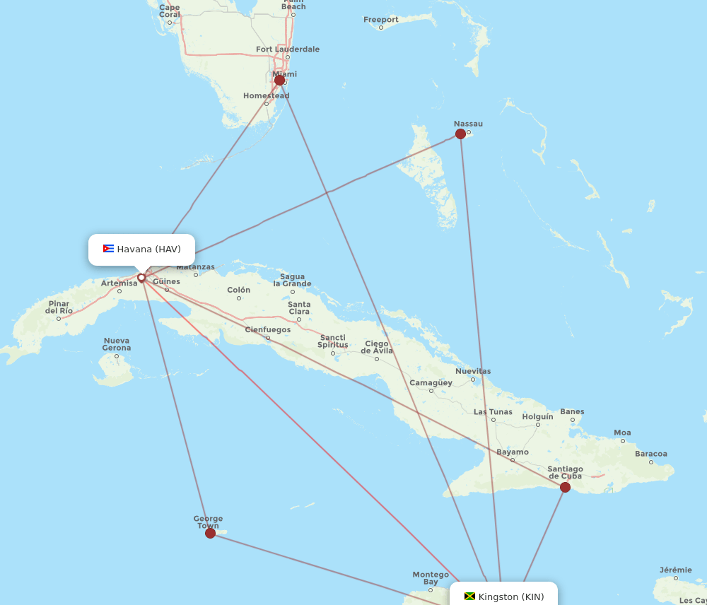 KIN-HAV flight routes