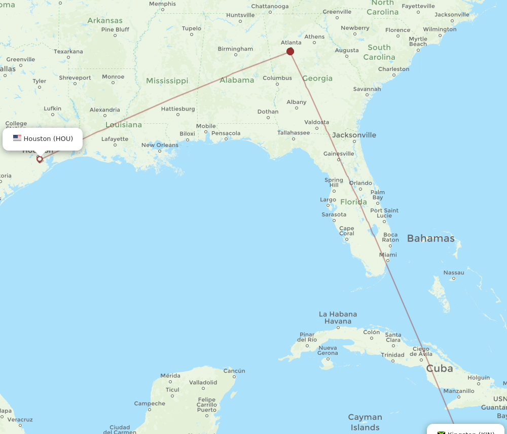 KIN-HOU flight routes