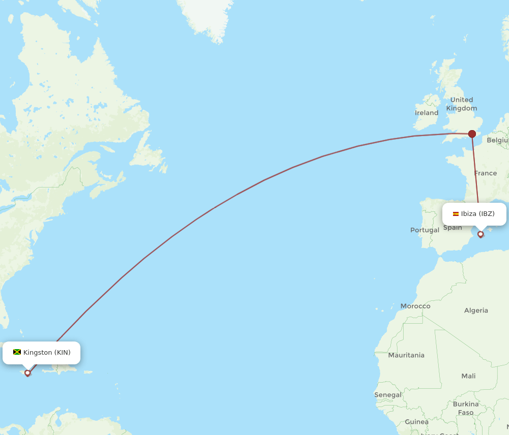 KIN-IBZ flight routes