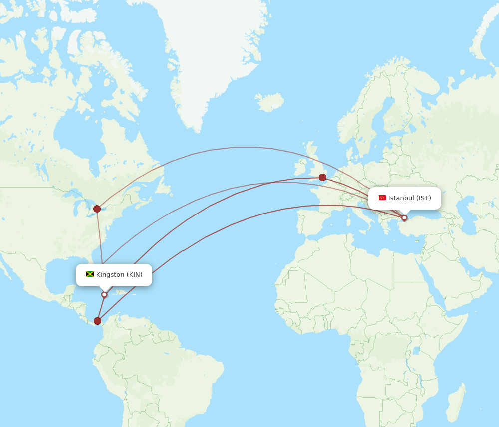 KIN-IST flight routes