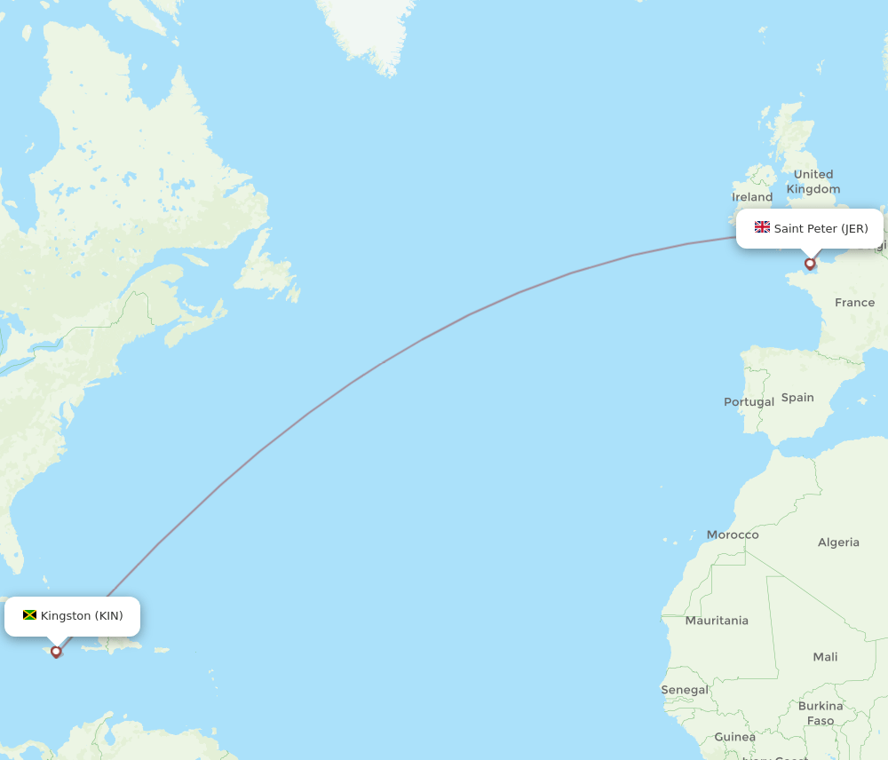 KIN to JER flights and routes map