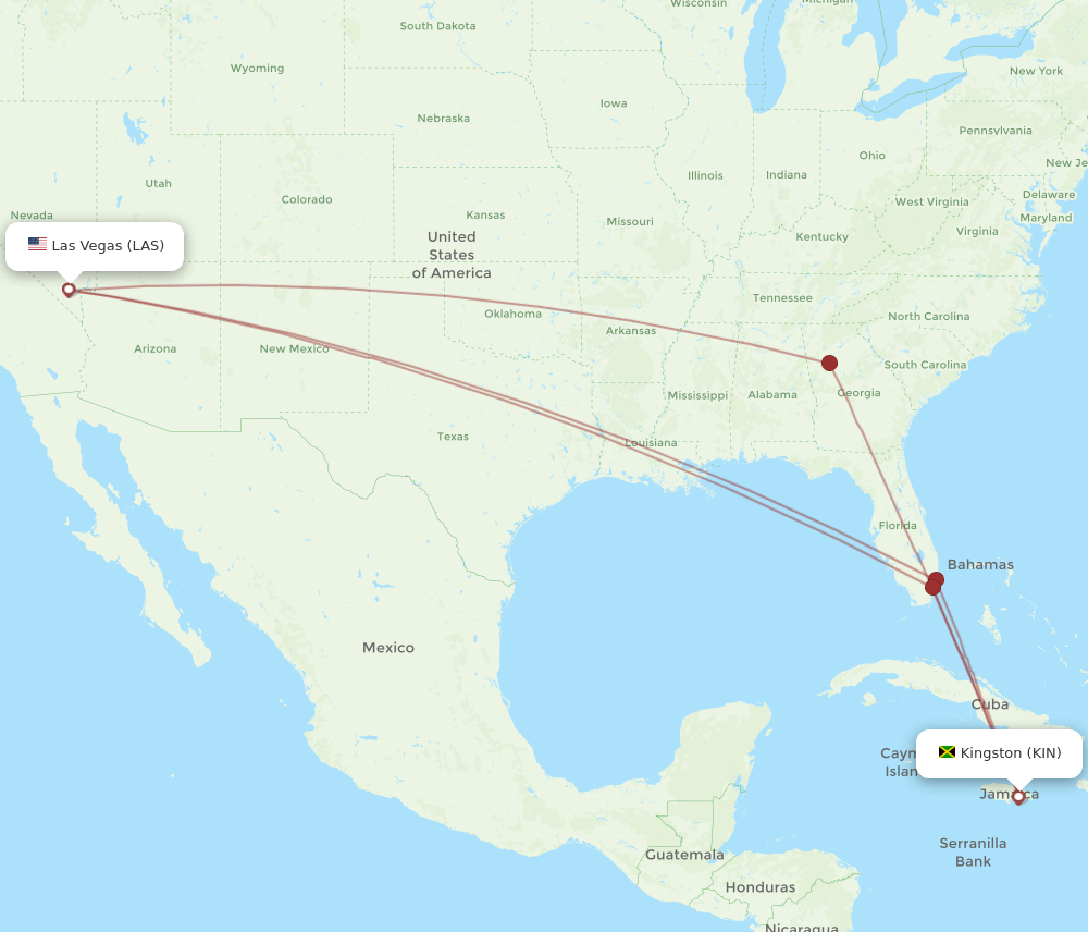 KIN-LAS flight routes