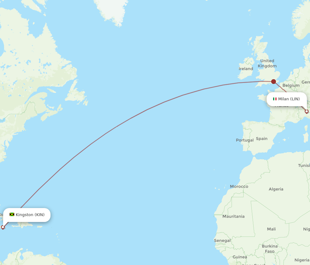 KIN to LIN flights and routes map