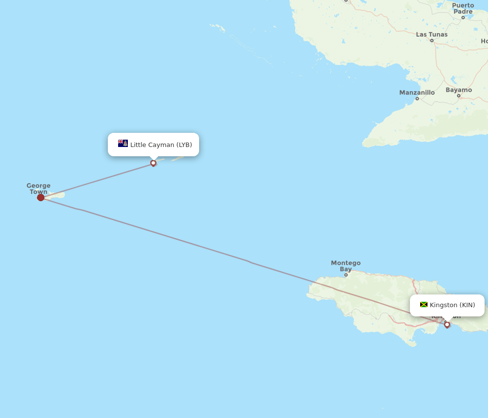 KIN-LYB flight routes