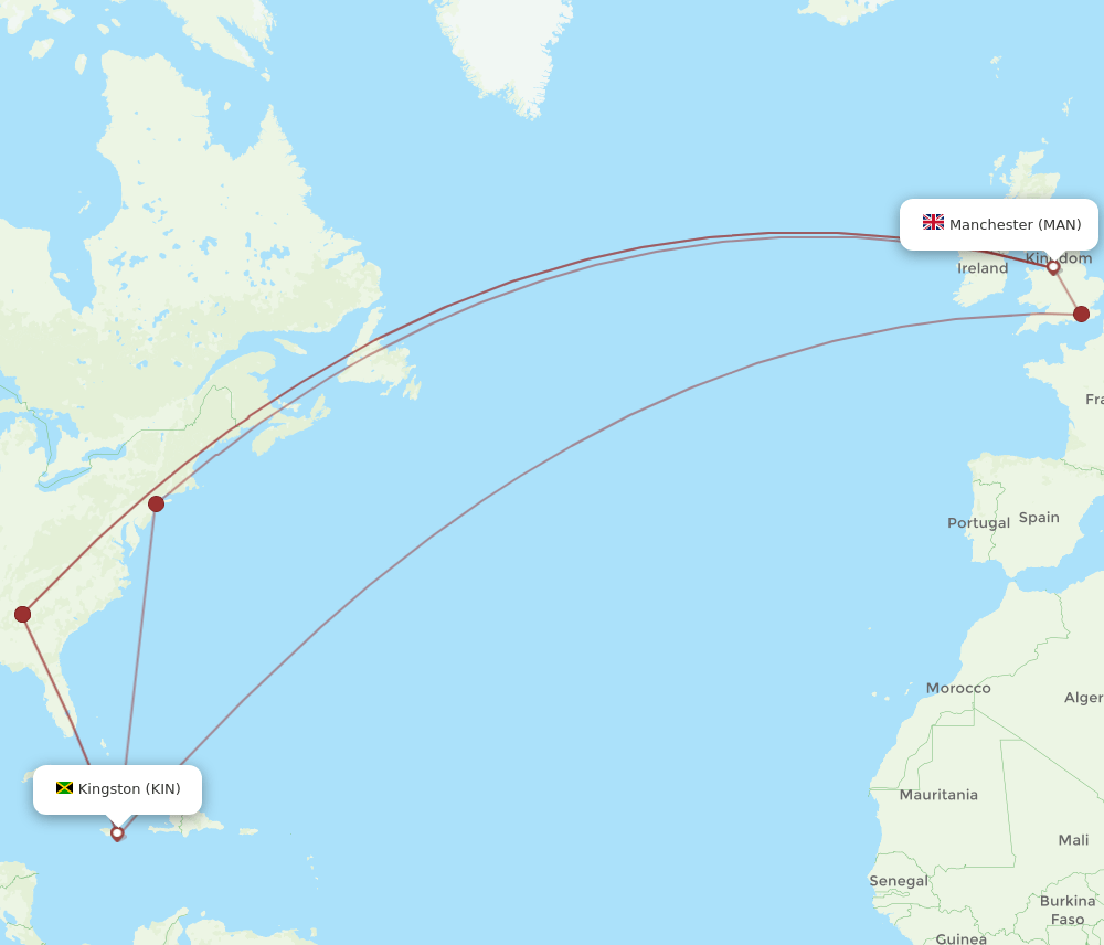 KIN-MAN flight routes