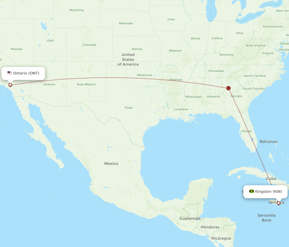KIN to ONT flights and routes map