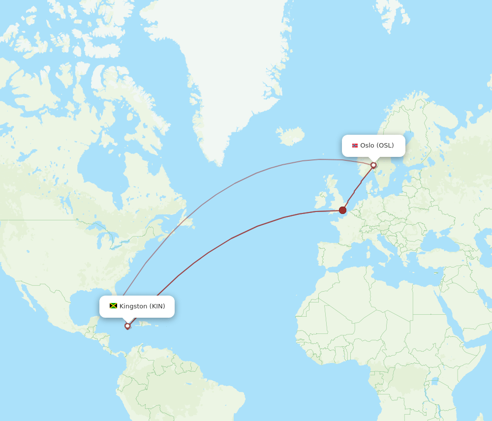 KIN to OSL flights and routes map