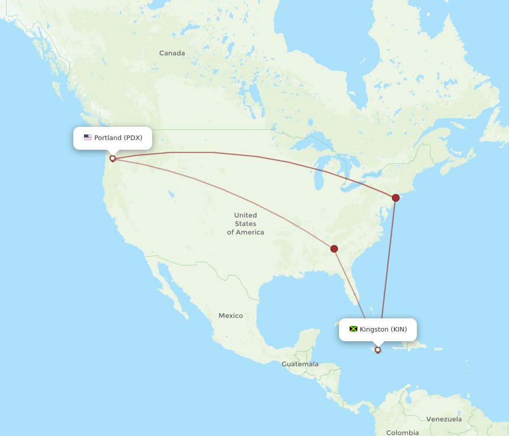 KIN-PDX flight routes