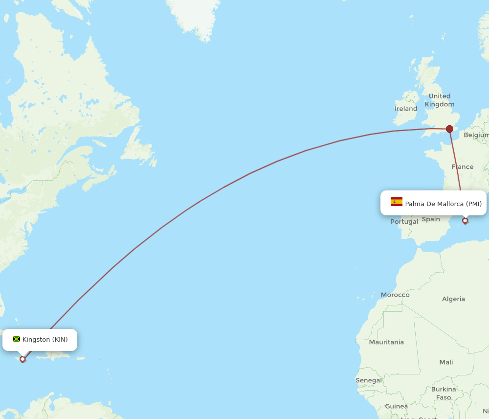 PMI to KIN flights and routes map