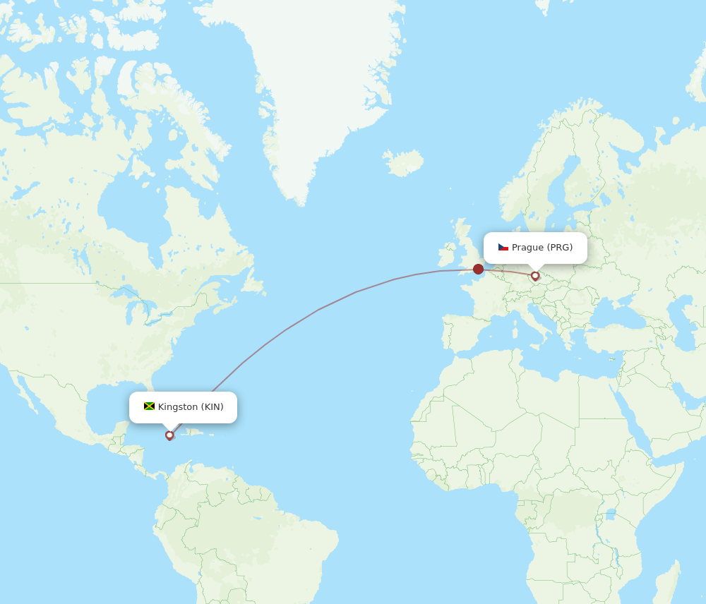 KIN to PRG flights and routes map
