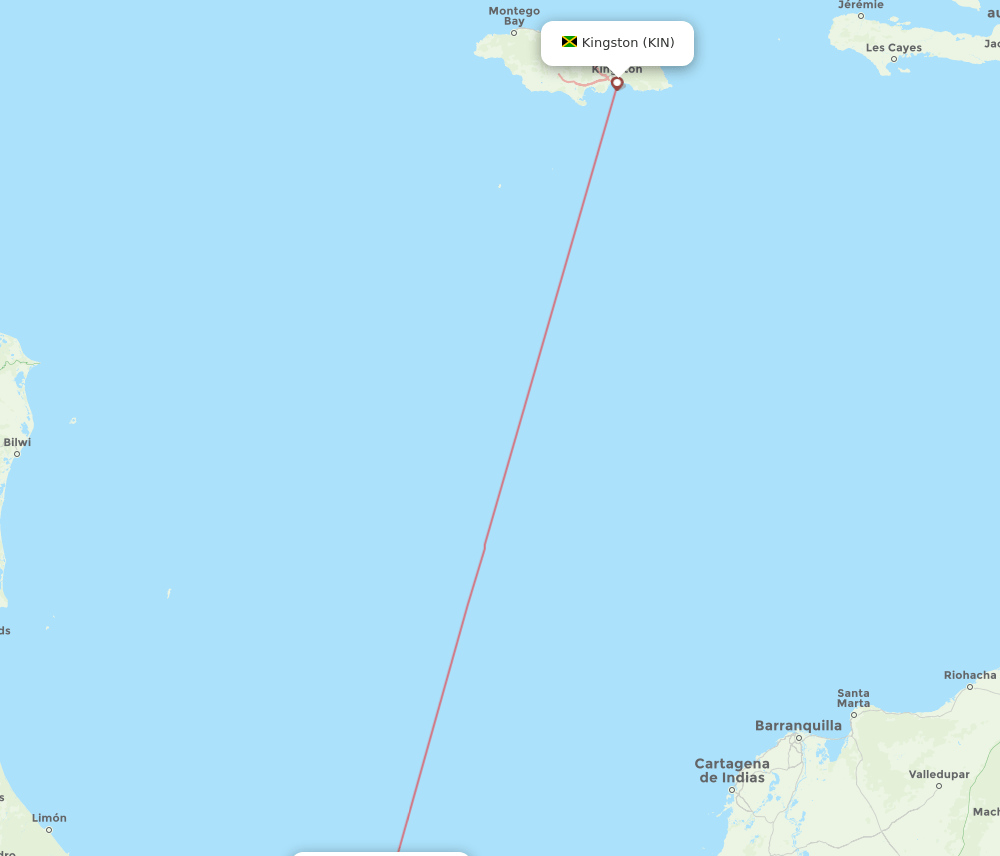 KIN-PTY flight routes