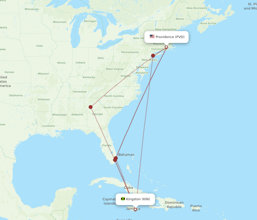 KIN-PVD flight routes