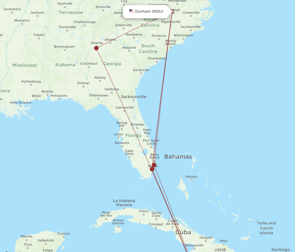 KIN-RDU flight routes