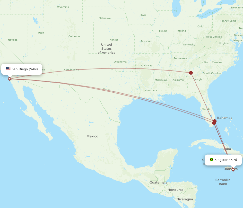 KIN-SAN flight routes