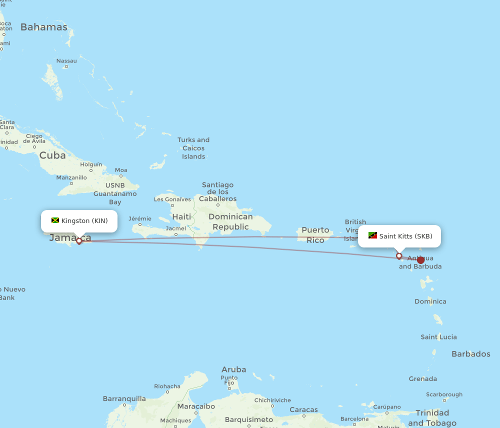 KIN-SKB flight routes