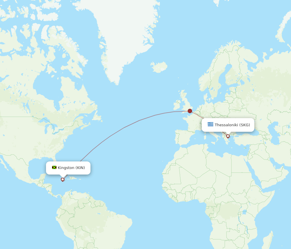 KIN-SKG flight routes