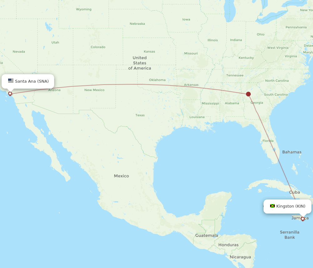 KIN-SNA flight routes