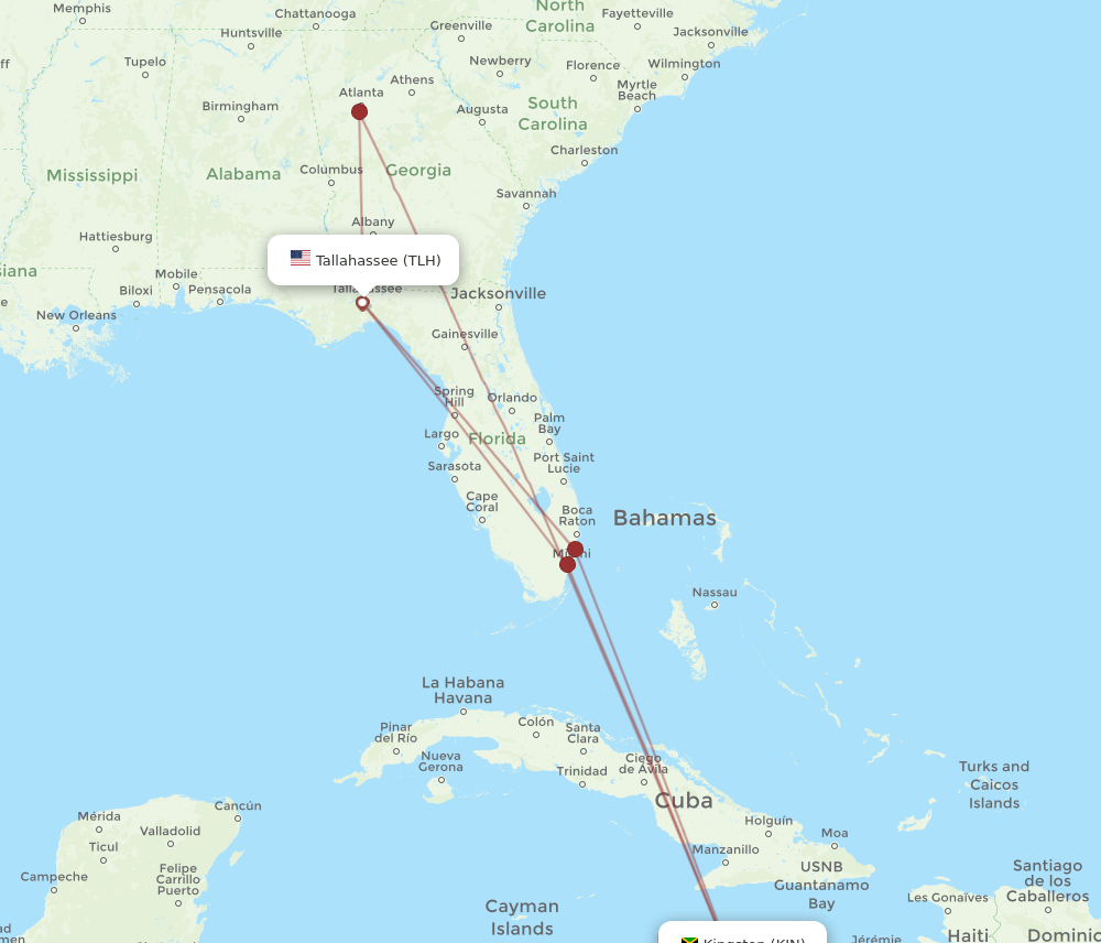 KIN-TLH flight routes
