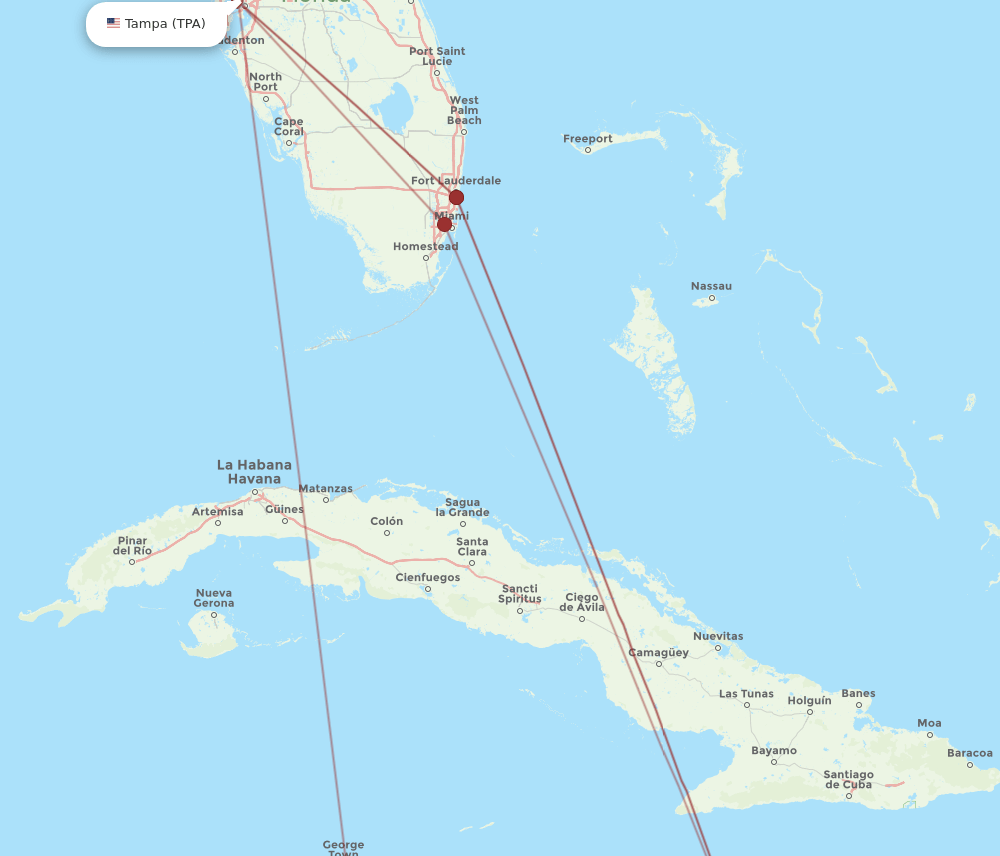 KIN-TPA flight routes