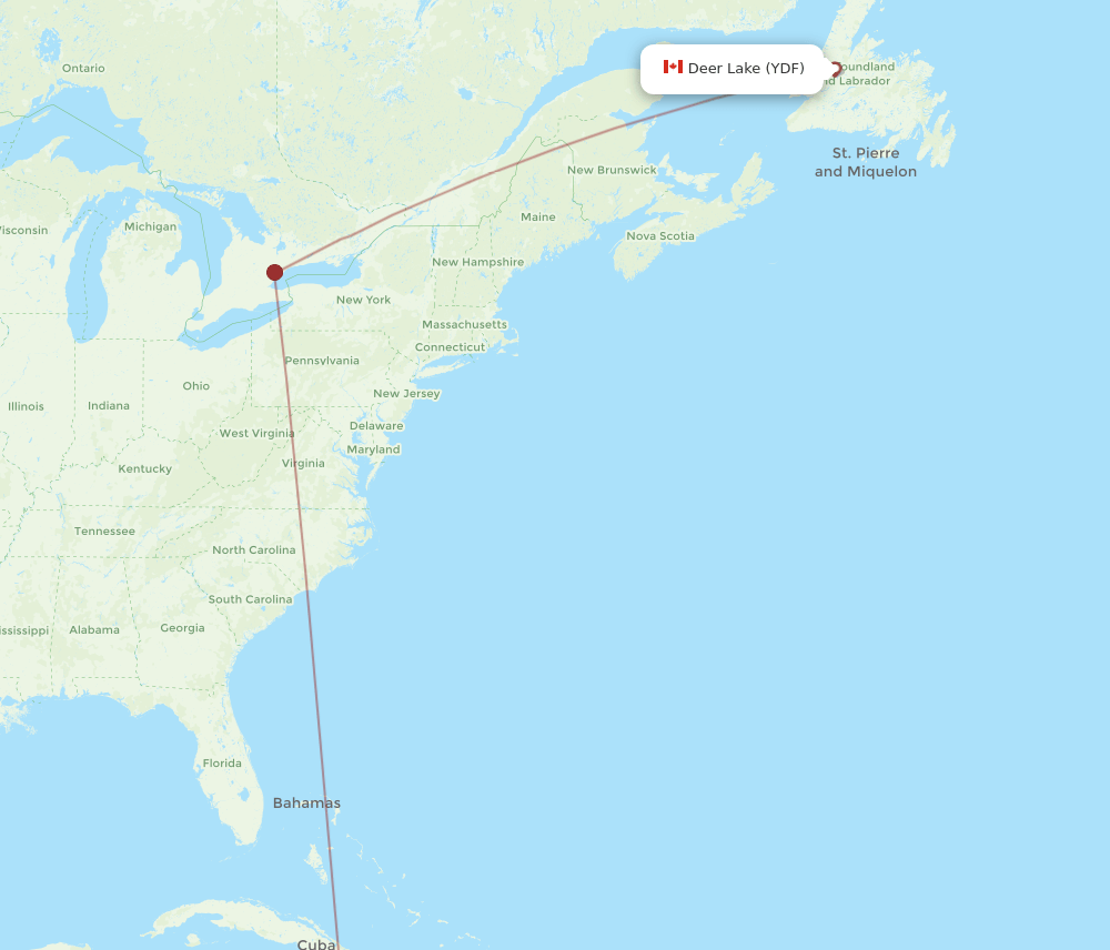 KIN-YDF flight routes