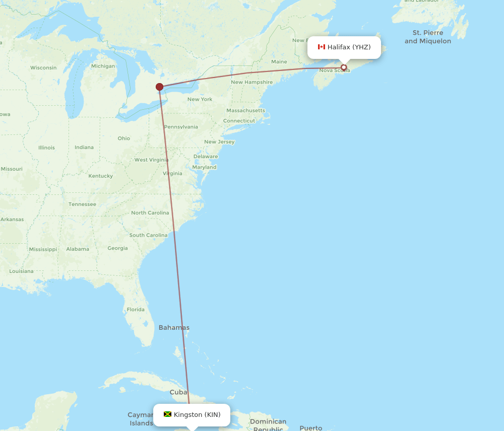 KIN-YHZ flight routes