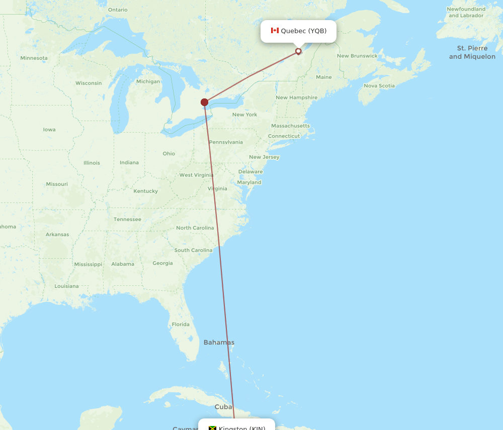 KIN-YQB flight routes