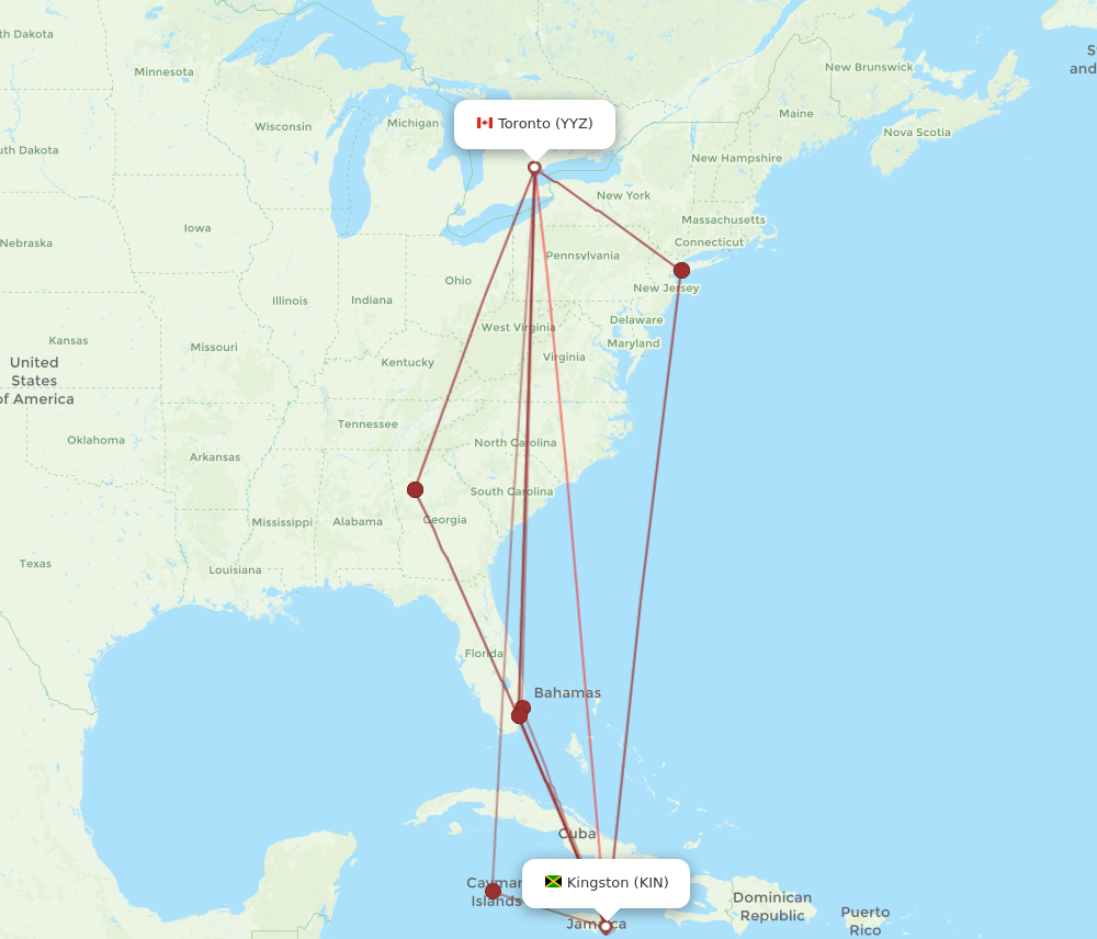 KIN-YYZ flight routes