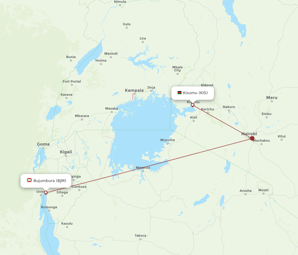 KIS-BJM flight routes