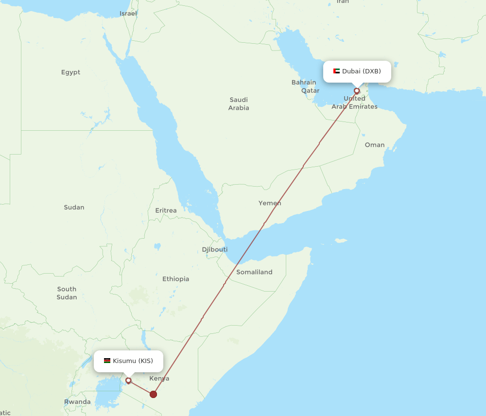KIS-DXB flight routes
