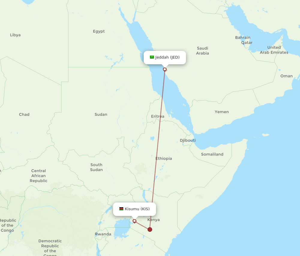 KIS-JED flight routes
