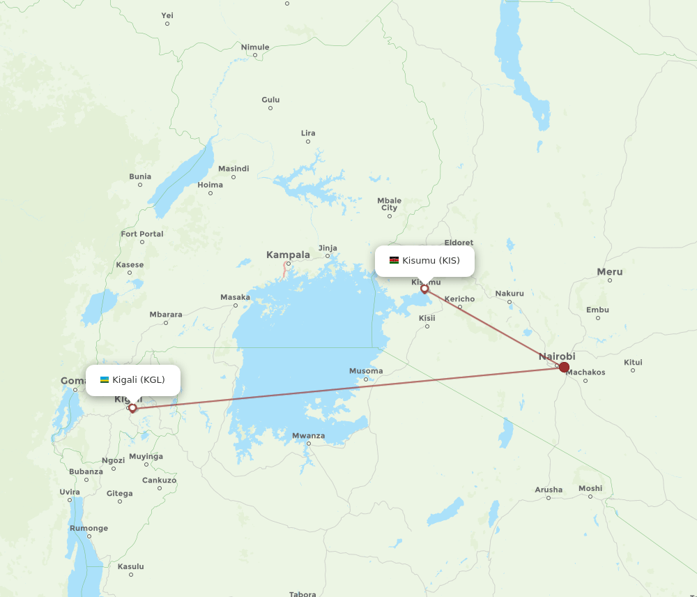 KIS-KGL flight routes