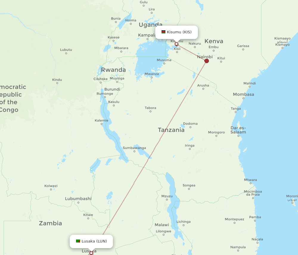 KIS-LUN flight routes